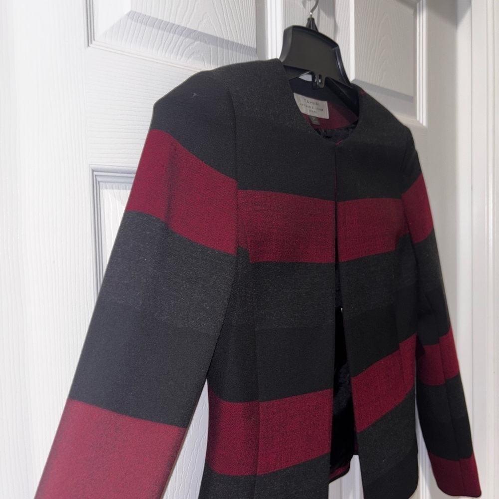 TAHARI Color Block Stripe Blazer SZ 0P - Picture 4 of 9
